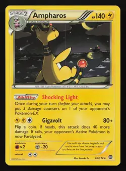 Ampharos 40/114 Holo Rare Steam Siege Pokemon LP - Image 1