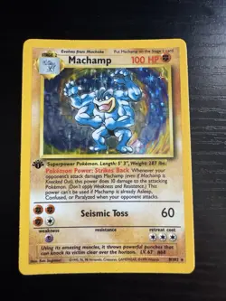 Pokemon TCG Machamp Holo Rare 1st Edition Base Set 8/102 LP - Image 1