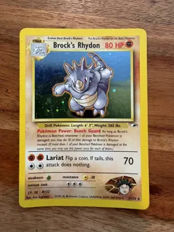 Pokemon TCG Brock's Rhydon 2/132 Gym Heroes Holo Rare WOTC VTG 2000 - Image 1