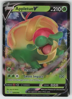 Pokemon Appletun V Ultra Rare Holo SWSH08: Fusion Strike 026/264 NM - Image 1