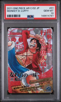 2011 Carddass One Piece Japanese Ar Carddass 02 Monkey D. Luffy 02-01 SR PSA 10 - Image 1