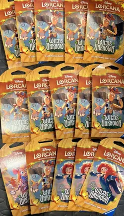 Disney Lorcana Wilds Unknown Sleeved Booster/Blister Packs Lot of 15 - Image 1