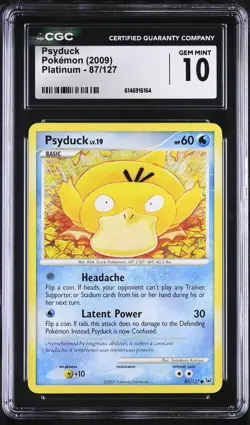 CGC 10 GEM MINT Psyduck 87/127 Platinum Non Holo Pokemon Card - Image 1