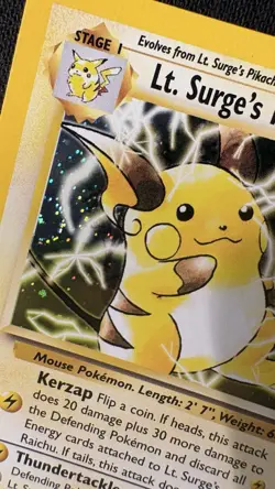 Pokemon TCG Gym Challenge Unlimited LT. SURGE'S RAICHU 11/132 Holo Rare NM - Image 2