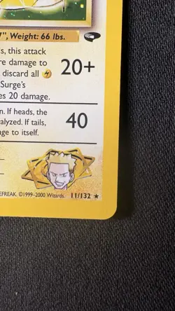 Pokemon TCG Gym Challenge Unlimited LT. SURGE'S RAICHU 11/132 Holo Rare NM - Image 4