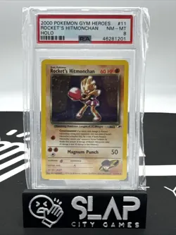 2000 Pokemon Gym Heroes Rocket’s Hitmonchan 11/132 HOLO PSA 8 NM-MT SWIRL - Image 1