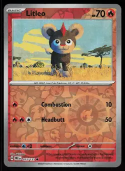 Litleo 015/131 Common Prismatic Evolutions Pokemon Reverse Holo Near Mint - Image 1