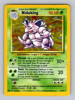 Nidoking 11/102 Holo Rare Base Set Unlimited Pokemon Damaged - Image 1