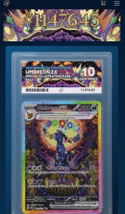 Pokemon TCG Umbreon-EX Sir 161/131 Prismatic Evolutions Ace 10 PERFECT SUBGRADES - Image 1