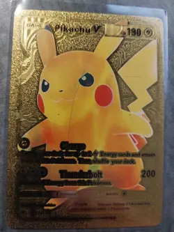 PIKACHU V Gold Foil Fan Art ULTRA RARE POKEMON NM - Image 1
