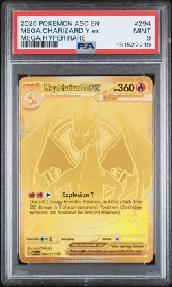 2026 POKEMON ASC EN-ASCENDED HEROES MEGA HYPER RARE MEGA CHARIZARD Y EX PSA 9 - Image 1