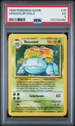 1999 Pokemon Game #15 Venusaur-Holo PSA 5 - Image 1