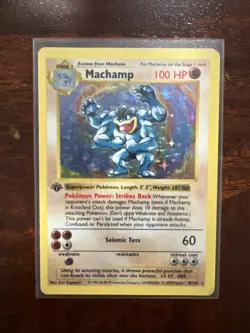 Pokemon TCG Machamp Holo Rare 1st Edition Shadowless DM - Image 1