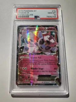 2016 Pokemon XY Diancie EX 72/124 Fates Collide GEM MT PSA 10 - Image 1