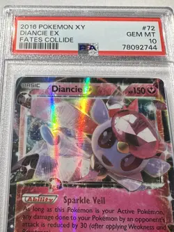 2016 Pokemon XY Diancie EX 72/124 Fates Collide GEM MT PSA 10 - Image 2