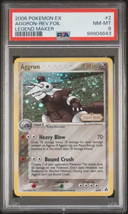2006 Pokemon TCG EX Legend Maker Aggron Reverse Holo 2/92 PSA 8 - Image 1