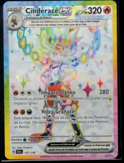 Pokemon TCG Cinderace Ex Ultra Rare Holo Spanish SCR ES 157/142 NM - Image 1
