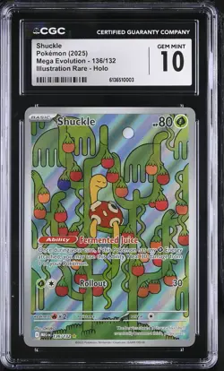 Shuckle 136/132 Illustration Rare Holo Mega Evolution Pokemon CGC 10 Gem Mint - Image 1