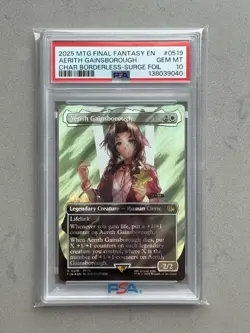 PSA 10 ~ Aerith Gainsborough #519 (Borderless Surge Foil) MTG Final Fantasy FIN - Image 1