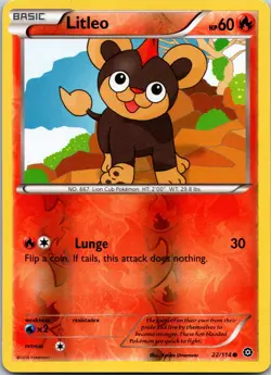 Litleo 22/114 C Steam Siege Pokemon Reverse Holo NM - Image 1