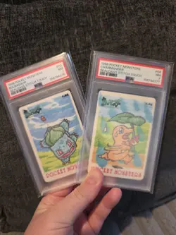 Charmander & Bulbasaur Sealdass Vending Stitch Touch pokemon Vintage PSA 7 - Image 1
