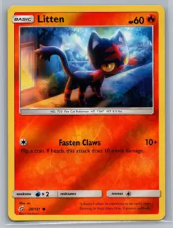 Reverse Holo Litten 20/181 Common Team Up Pokemon NM - Image 1