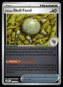 Antique Skull Fossil 073/084 Common Pitch Black Pokemon Reverse Holo Near Mint - Image 1