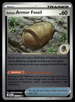Antique Armor Fossil 072/084 Common Pitch Black Pokemon Reverse Holo Near Mint - Image 1