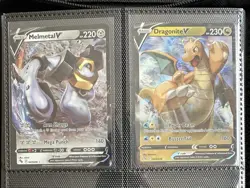 Pokemon Go TCG - 049 Dragonite V 047 Memetal V Holo Rare Bundle X2 NM Condition - Image 1