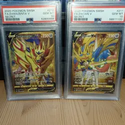 2020 Pokemon Gold PSA 10 Secret Rare Double Bundle Zamazenta V Zacian V 💎 - Image 1