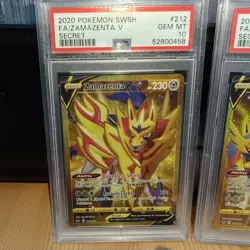 2020 Pokemon Gold PSA 10 Secret Rare Double Bundle Zamazenta V Zacian V 💎 - Image 2