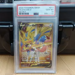 2020 Pokemon Gold PSA 10 Secret Rare Double Bundle Zamazenta V Zacian V 💎 - Image 4