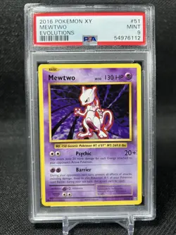 2016 Pokemon XY Evolutions Mewtwo Non Holo Rare PSA 9 MINT 51/108 - Image 1