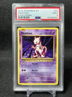 2016 Pokemon XY Evolutions Mewtwo Non Holo Rare PSA 9 MINT 51/108 - Image 3