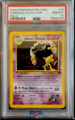 Pokemon Sabrina's Alakazam Gym Challenge Holo #16 PSA 10 SWIRL 🌀 - Image 1