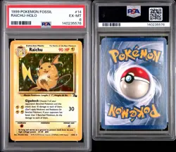 1999 Pokemon Fossil Raichu Holo 14/62 PSA 6 Unlimited English - Image 1