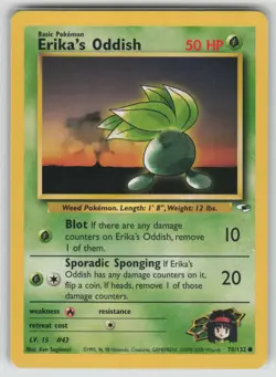 Pokemon Erika's Oddish (78) Common Unlimited Gym Heroes 078/132 NM - Image 1