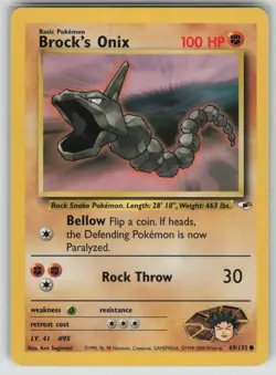Pokemon Brock's Onix (69) Common Unlimited Gym Heroes 069/132 NM - Image 1