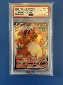 POKEMON CHARIZARD VMAX 2020 SWORD & SHIELD DARKNESS ABLAZE #020 FA PSA 10 - Image 1