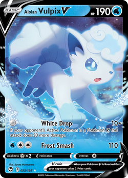 Alolan Vulpix V 033/195 Holo V Rare Silver Tempest Pokemon NM/M - Image 3