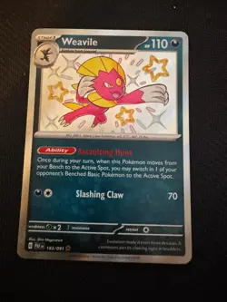 Weavile 183/091 Shiny Rare Paldean Fates Pokemon Holo Near Mint A1 - Image 1