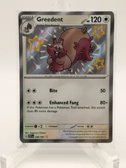 Greedent 206/091 SV: Paldean Fates Holo Pokemon NM ++ - Image 1