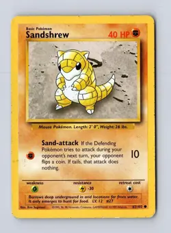 Sandshrew 91/130 - Base Set Unlimited - HP - Pokemon - Image 1