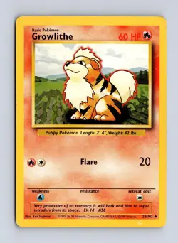 Growlithe 28/102 - UC Base Set Unlimited - MP - Pokemon - Image 1