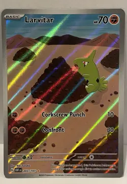 2023 Pokemon Larvitar 203/197 SV Obsidian Flames Illustration Rare - Image 1