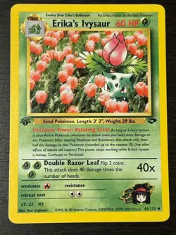 WoTC POKEMON TCG GYM CHALLENGE ERIKA'S IVYSAUR 41/132 1ST EDITION LP/NM - Image 1