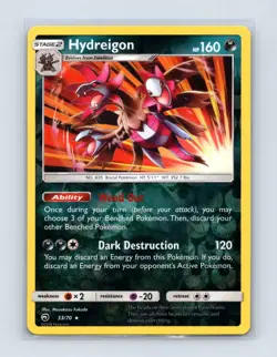 Hydreigon 33/70 Holo Rare Dragon Majesty Pokemon Reverse Holo Lightly Played - Image 1