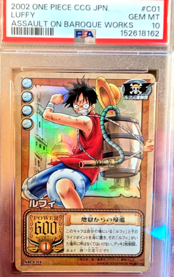 PSA 10 Luffy FOIL #C01 Pop 6 One Piece 2002 Assault on Baroque Works C62 SR - Image 1