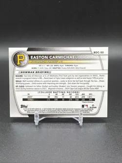 2025 Bowman Chrome Easton Carmichael True Gold /50 Pirates Color Match!! CLEAN - Image 2