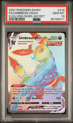 Pokemon PSA 10 Umbreon VMAX 214/203 Evolving Skies Rainbow Secret Rare Mint Card - Image 1